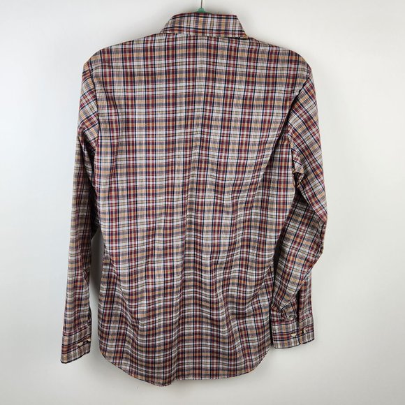 NEW Vintage Levi’s 80's Tapered Fit Plaid Easy Care Blend Button Up Shirt sz M - Picture 2 of 12
